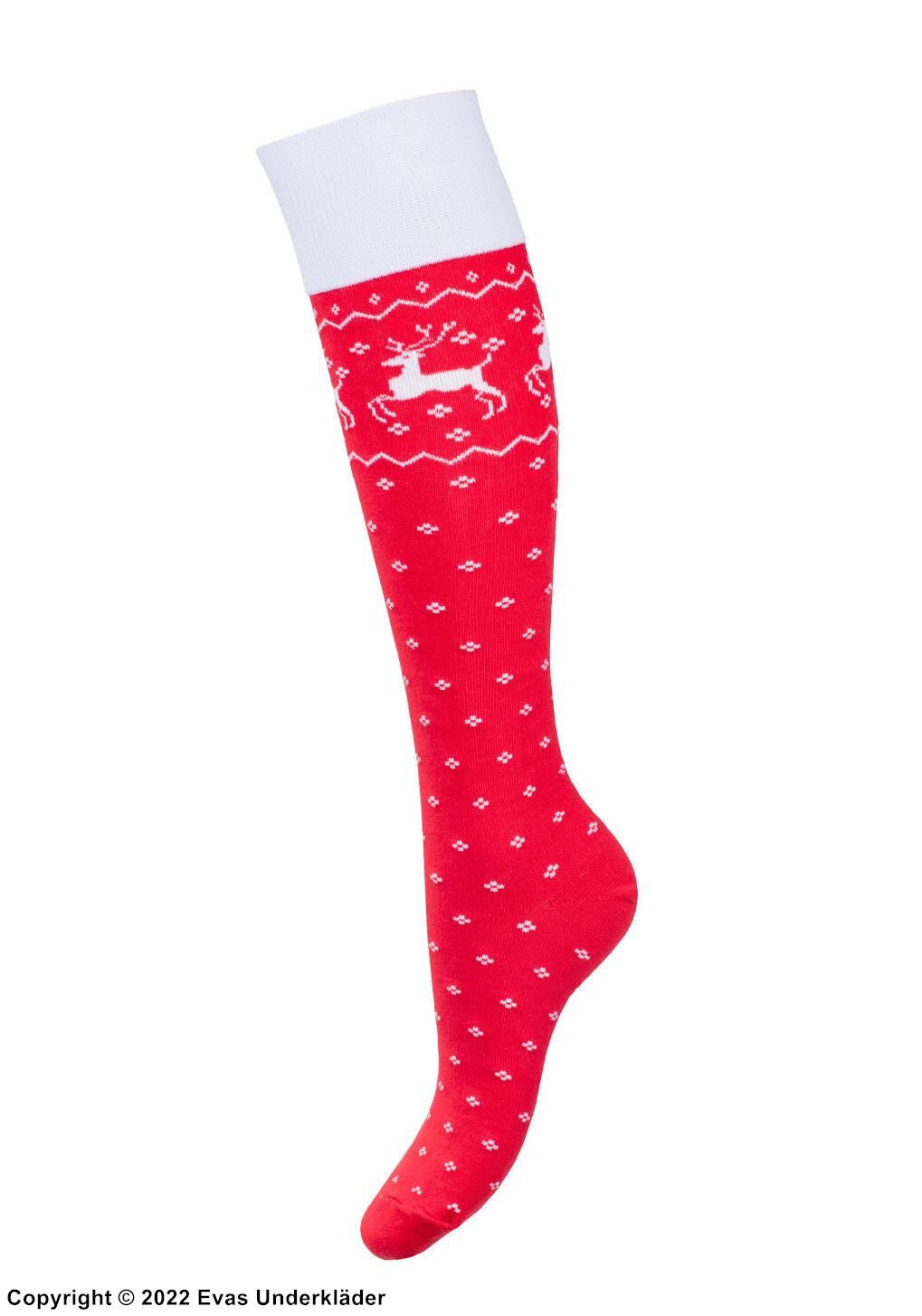 Christmas theme (woman), knee socks, high quality cotton, deers